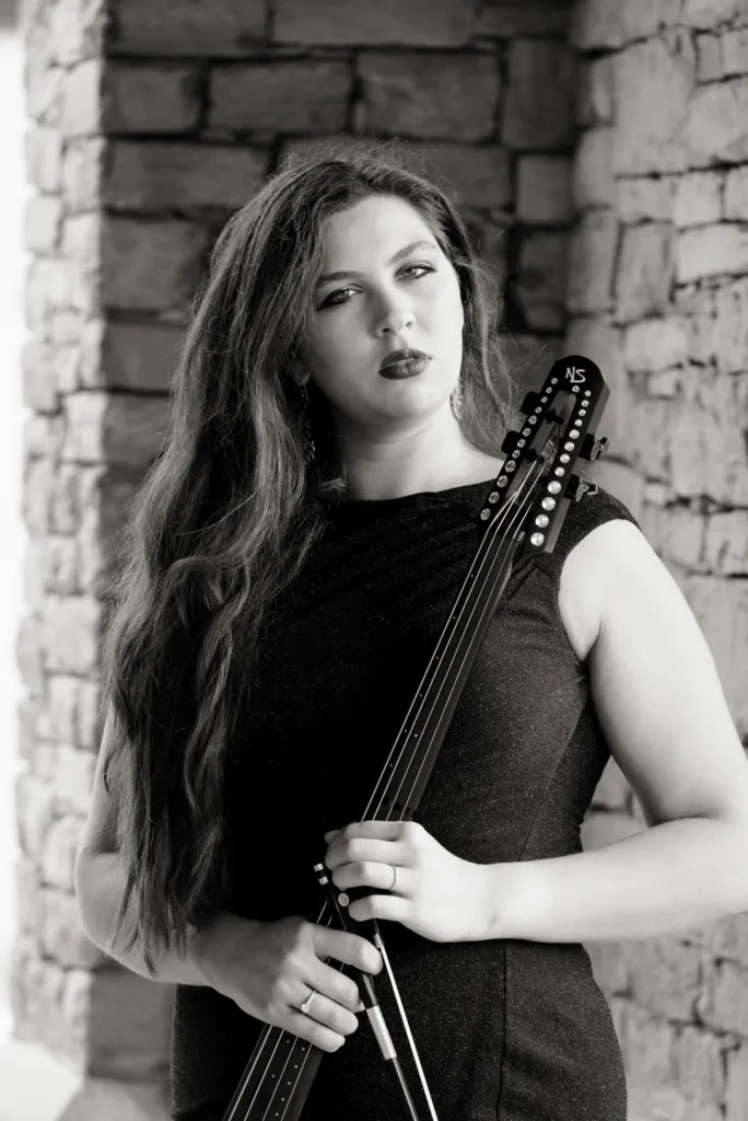 Cecilia Huerta-Lauf with her electric cello